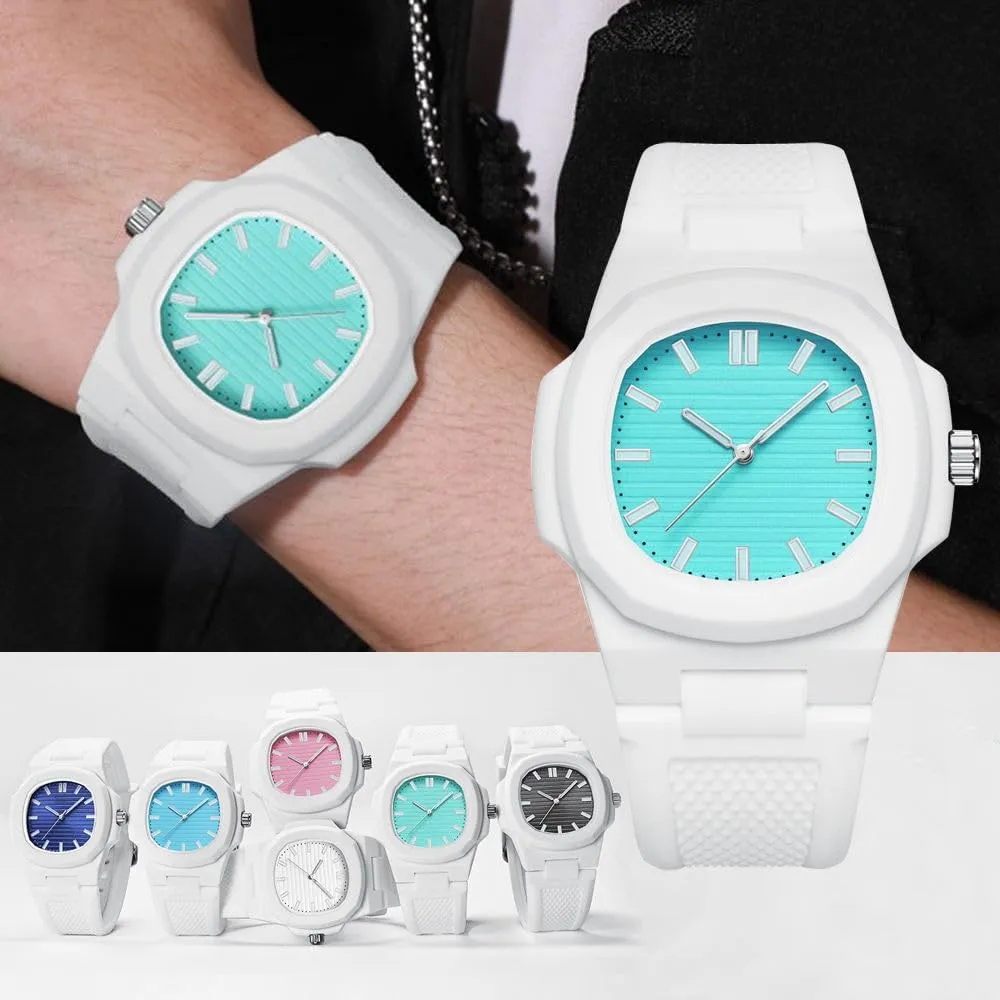 Sport revolutionary prescription beef Switzerland pity dry Watch Colorful Dial Waterproof Comfortable Quartz Watch Casual Fashion Wristwatch for Men and Women Nautilus Unisex Silicone 