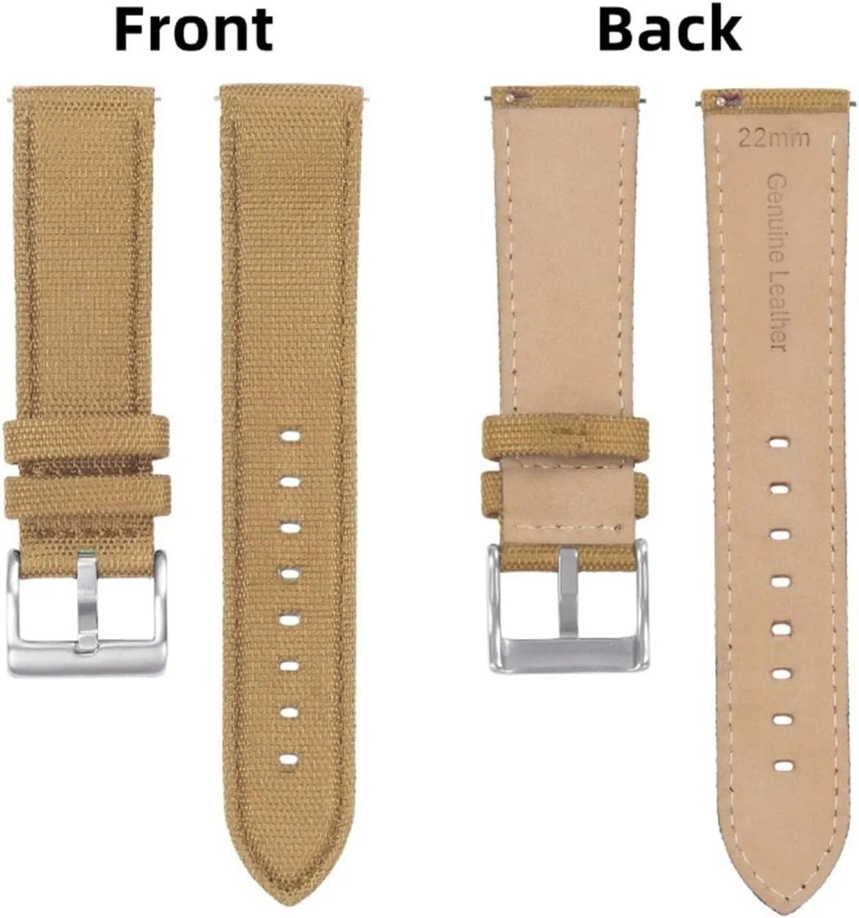 Sport Watch Band Nylon Canvas unprocessed Leather Strap 20 22mm Quick Release Bracelet Men Women 