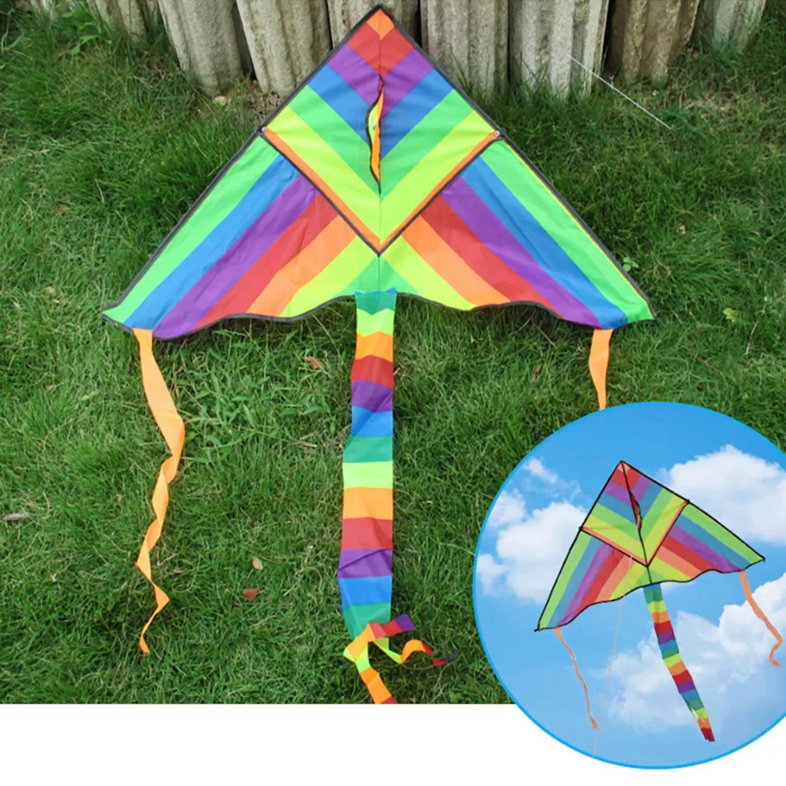 Sports Kids Toys Gift Air Fly Outdoor Children Fun 2x Rainbow Triangle Kite