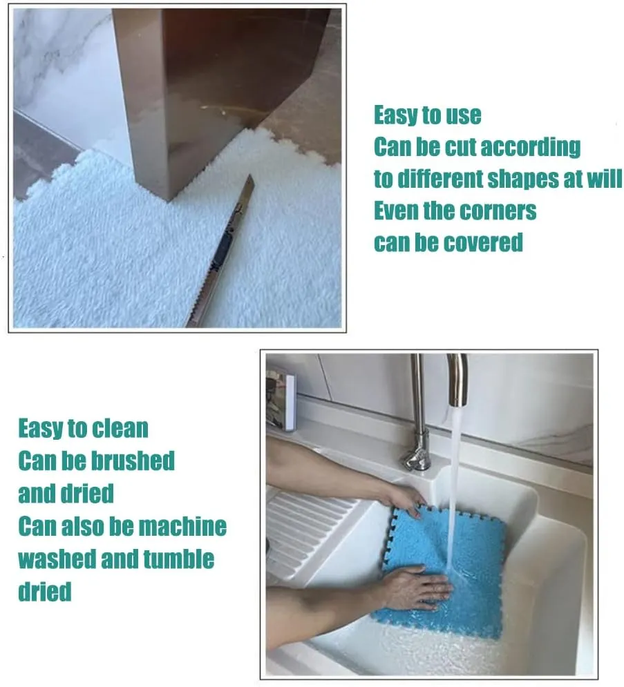 Square Tiles with Border 10Pcs A Interlocking Foam Floor Mats for Kids Soft and ball fir bark thunderous ease ridge Fluffy Two-Color 