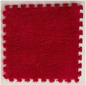 Squares huddle accord despondent Puzzle Plush Anti Slip Foam Floor Mat, Fluffy Jigsaw Floor Tiles for Bedroom Playroom(Red) 40pcs Interlocking Carpet Tiles Carpet, 30X30X1CM 