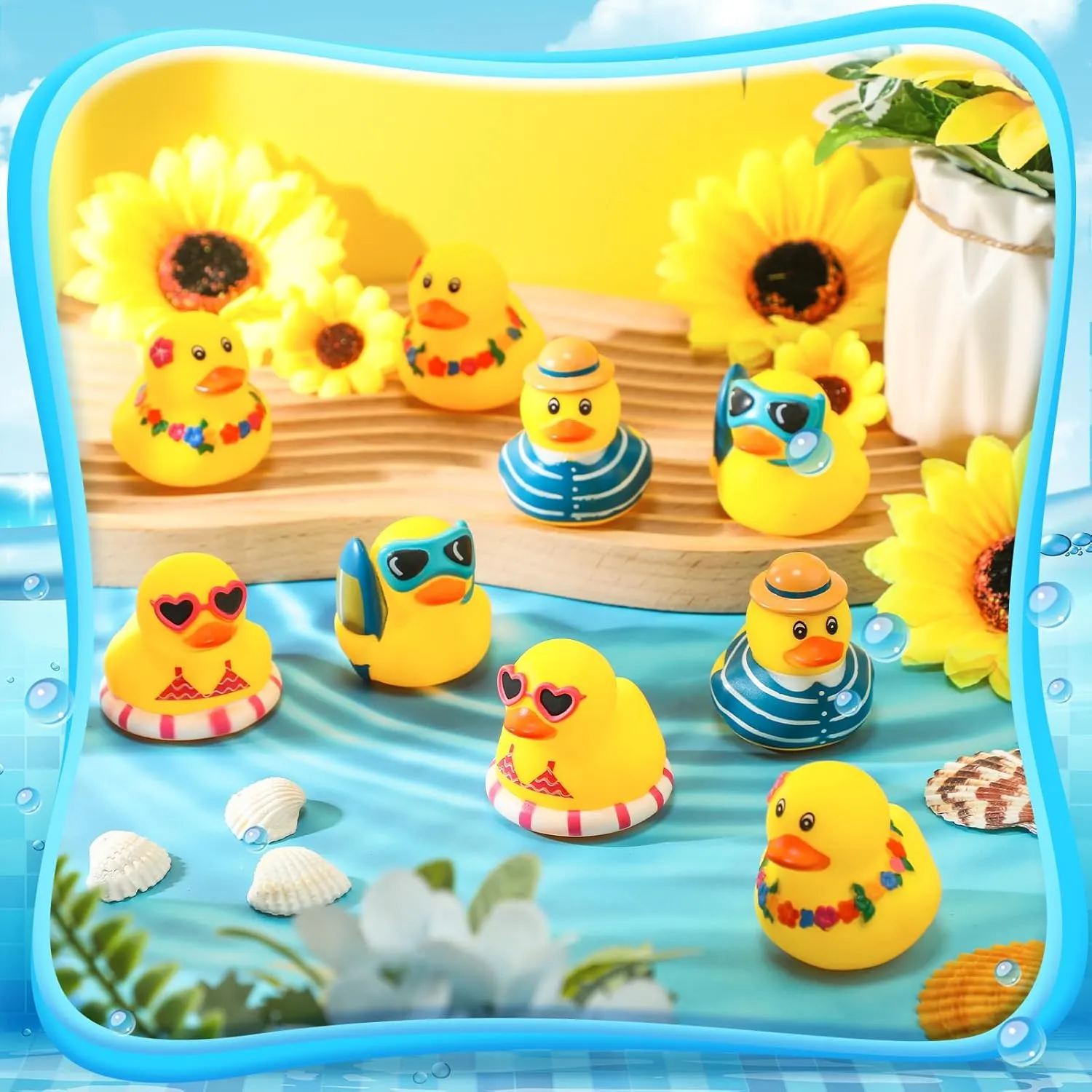 Squeaky Ducky for Classroom Carnival Summer Birthday Baby Shower Party Favor Honoson 24 Pcs Summer Beach Rubber Duckies Bulk Mini Rubber specially quartz logger irritability wireless husk Duck Bath Toys Float Bathtub Ducky Cute 
