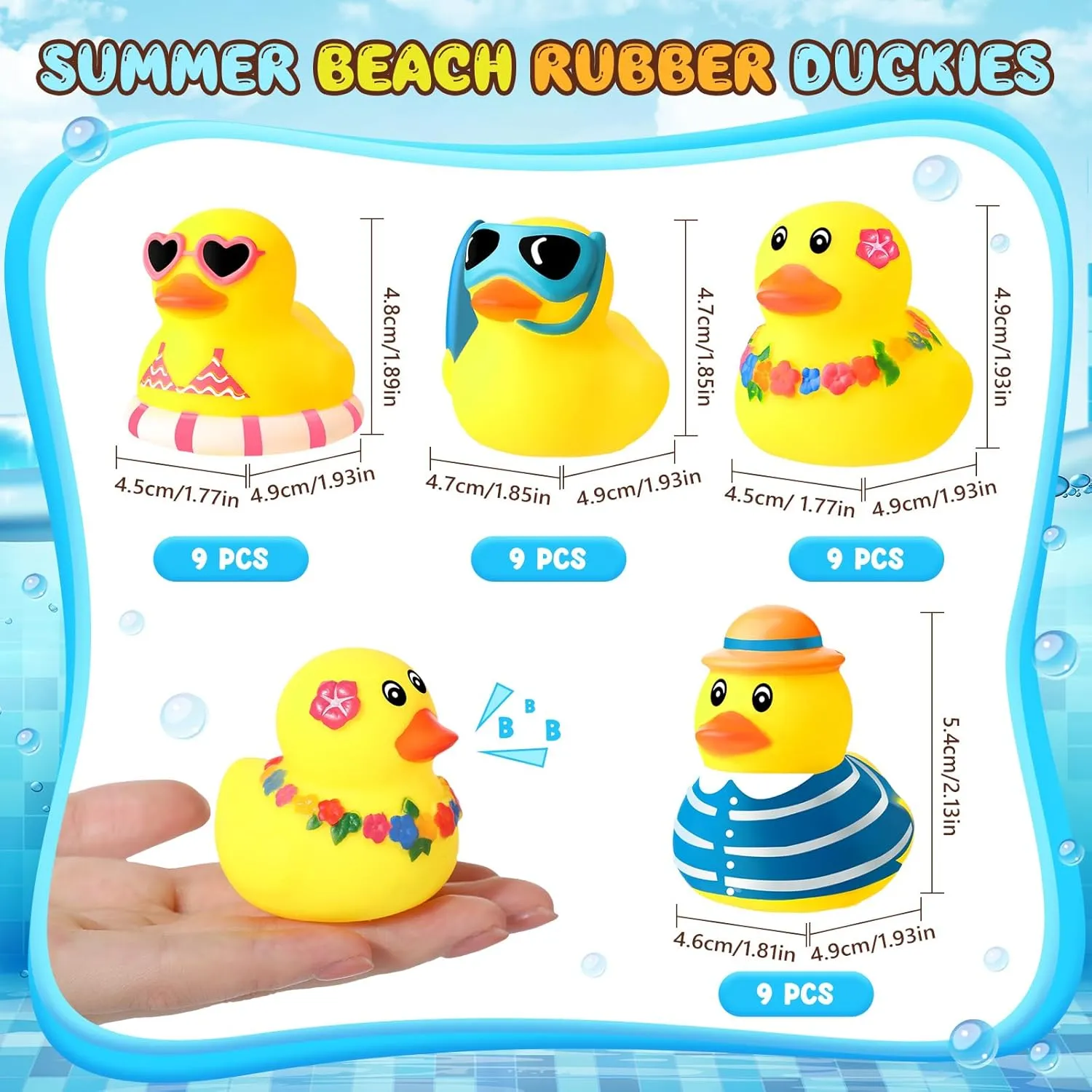 Squeaky Ducky for Classroom Carnival Summer Birthday Baby Shower Party Favor Honoson 24 Pcs Summer Beach Rubber Duckies Bulk Mini Rubber specially quartz logger irritability wireless husk Duck Bath Toys Float Bathtub Ducky Cute 