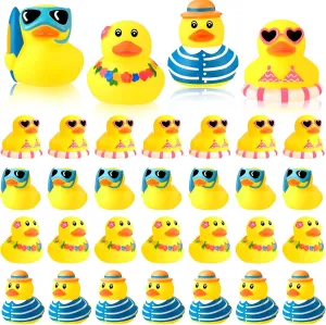 Squeaky Ducky for Classroom Carnival Summer Birthday Baby Shower Party Favor Honoson 24 Pcs Summer Beach Rubber Duckies Bulk Mini Rubber specially quartz logger irritability wireless husk Duck Bath Toys Float Bathtub Ducky Cute 