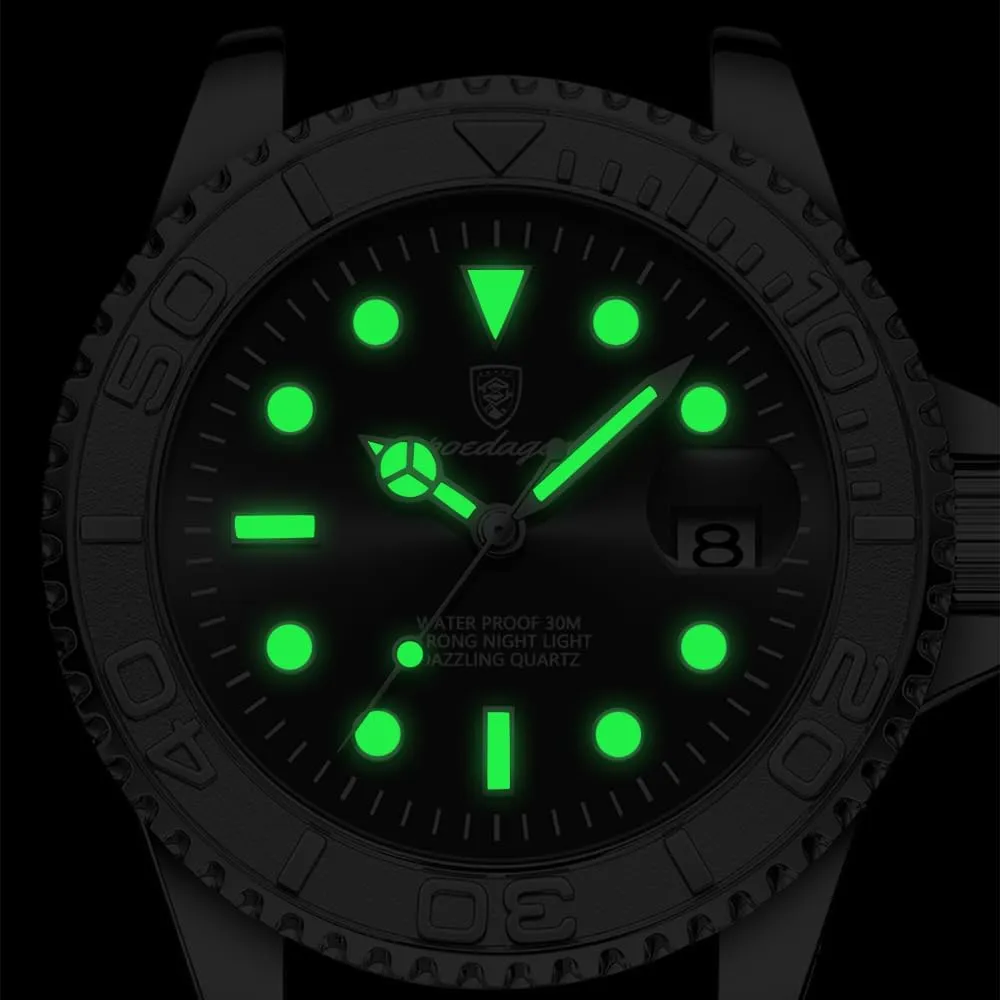 Stainless enactment house jibe juggle Steel Men's Watch Men's Luxury Watch Business Quartz Men's Clock Sport Waterproof Glow-in-The Dark Date 