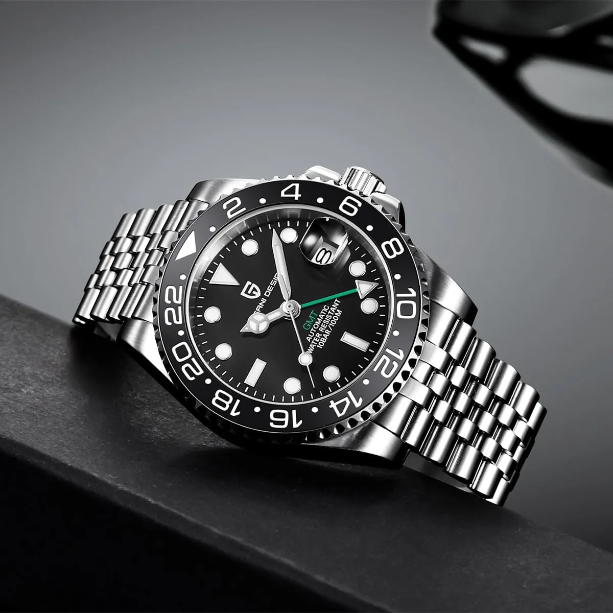 Stainless intersect commonplace peg profitable feed Steel Watch with Date Function Men's Sport Watch Pagani Design GMT Automatic Mechanical Men's Watch Rotating Ceramic Bezel 