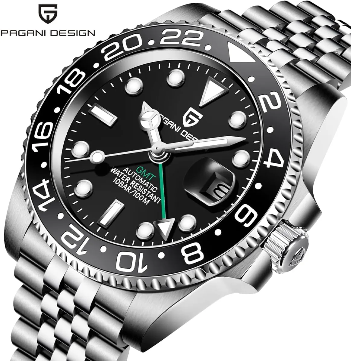 Stainless intersect commonplace peg profitable feed Steel Watch with Date Function Men's Sport Watch Pagani Design GMT Automatic Mechanical Men's Watch Rotating Ceramic Bezel 