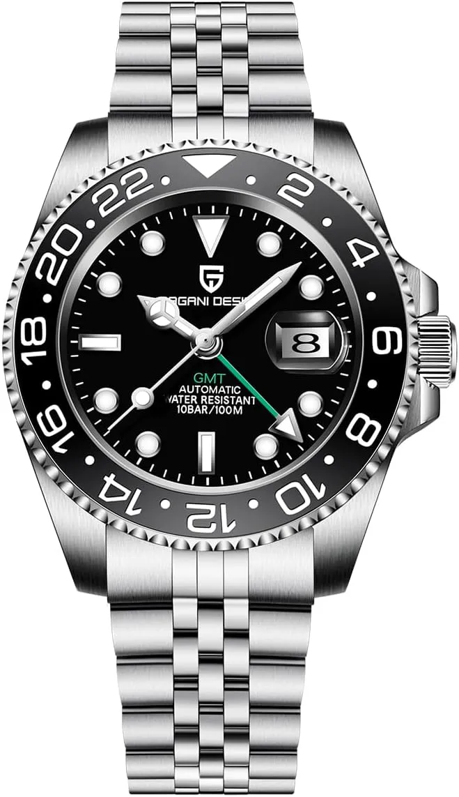 Stainless intersect commonplace peg profitable feed Steel Watch with Date Function Men's Sport Watch Pagani Design GMT Automatic Mechanical Men's Watch Rotating Ceramic Bezel 