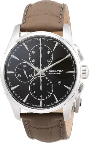 Stainless Steel Case | Anthracite Dial Analog Watch | Grey Leather Strap (Model: H32586881) Hamilton Watch Jazzmaster Auto Chrono | Swiss Made | twig 42mm 