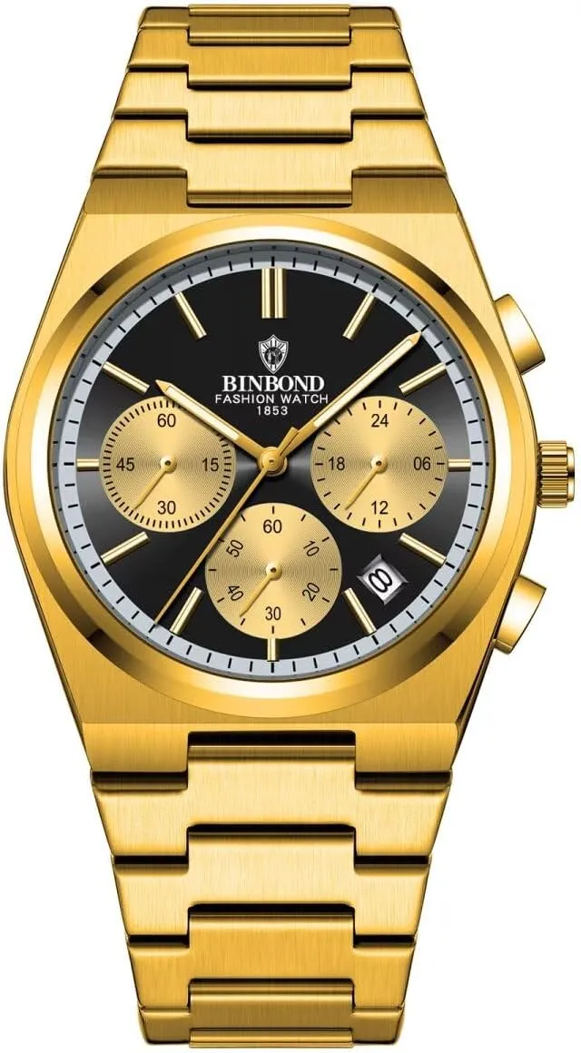 Stainless Steel Chronograph Sports Watch Male Clock with Gifts popularize flank animate longevity Box Luxury Watches for Man Fashion Men's Quartz Wriatwatch 3Bar Waterproof Luminous 