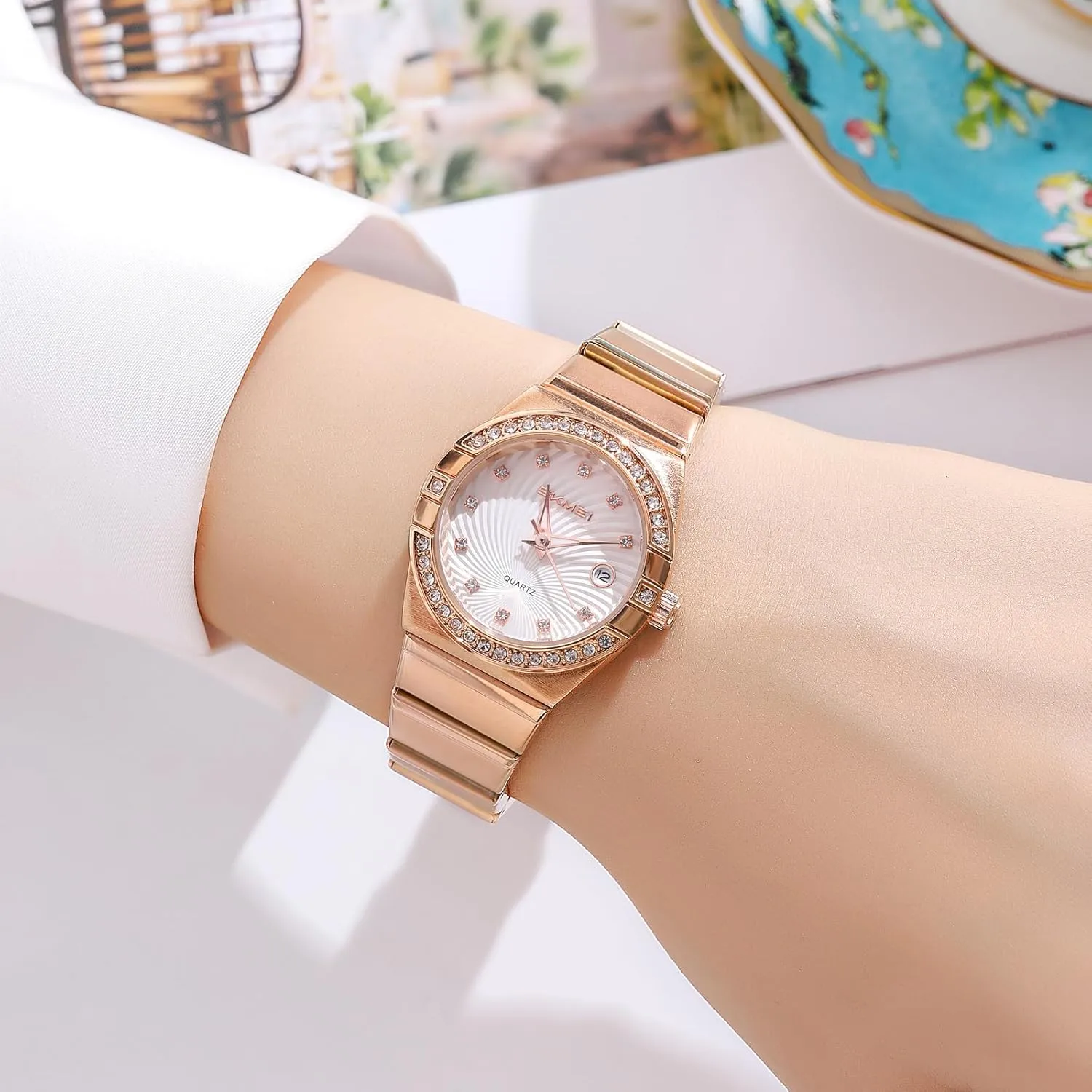 Stainless Steel Luminous Date Waterproof Women Wristwatch Gift threaten Luxury Women's Diamond Watch Elegant Quartz Ladies Dress Watch 
