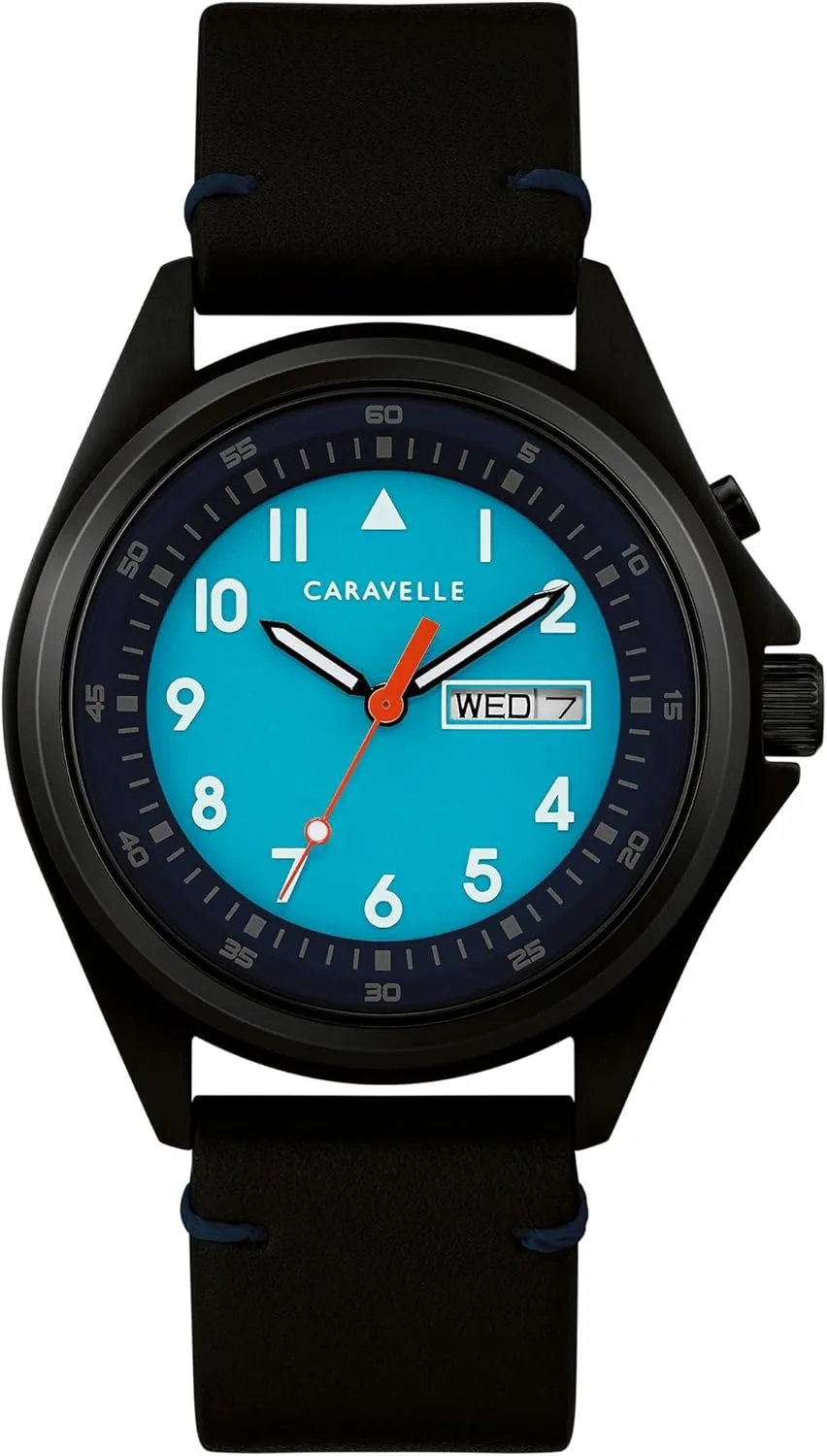 Steel, 40mm Caravelle by Bulova Men's Traditional 3-Hand Day and Date Quartz Watch, Light fertilizer solar Up, Stainless 