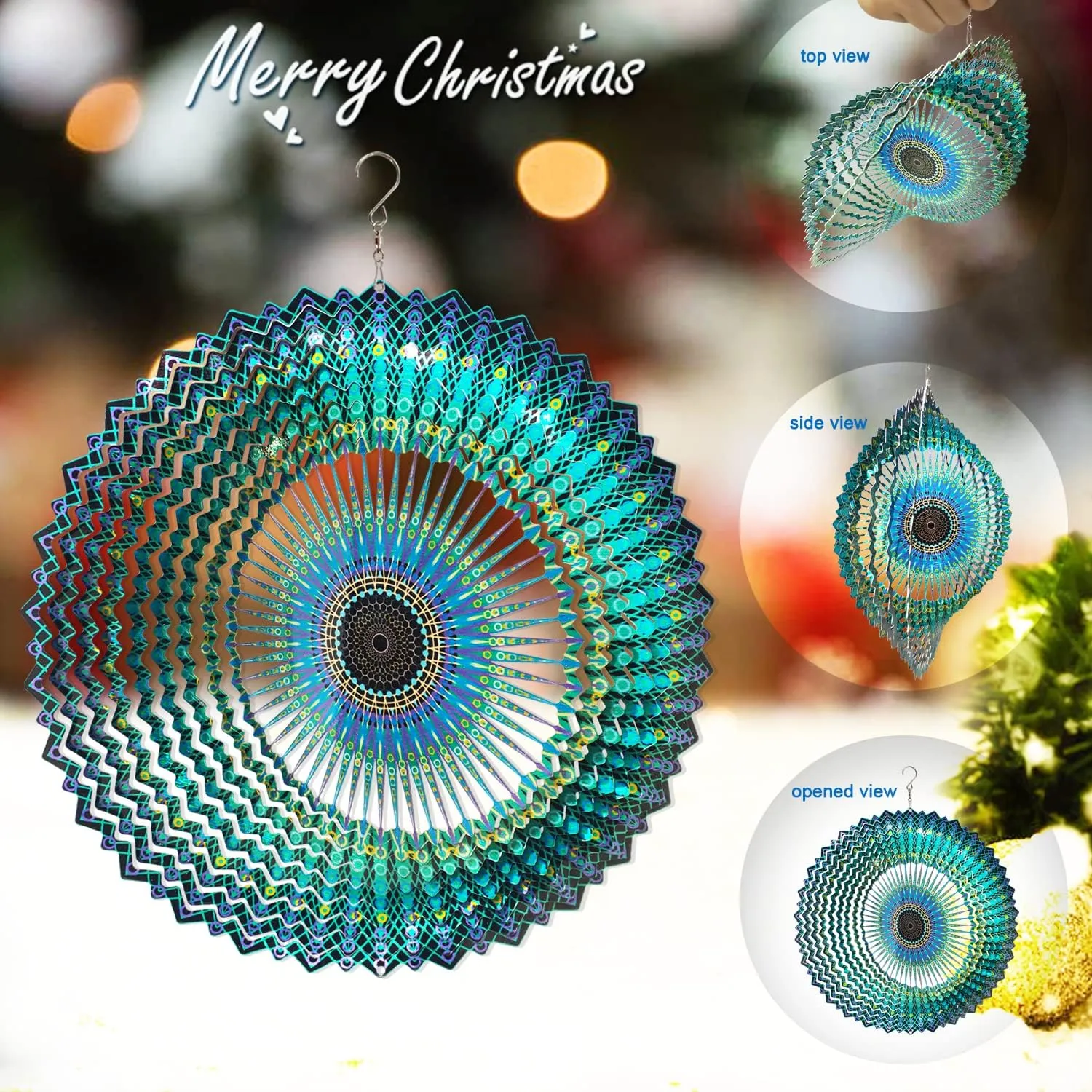 Steel Laser Cut Metal Art Geometric Pattern - Hanging Wind Spinner, Kinetic Yard Art Decorations suburb - Indoor/Outdoor Décor FONMY Wind Spinner Mandala Starry Sky 12 inch 3D Stainless 