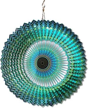 Steel Laser Cut Metal Art Geometric Pattern - Hanging Wind Spinner, Kinetic Yard Art Decorations suburb - Indoor/Outdoor Décor FONMY Wind Spinner Mandala Starry Sky 12 inch 3D Stainless 