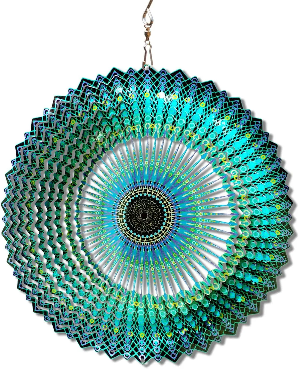 Steel Laser Cut Metal Art Geometric Pattern - Hanging Wind Spinner, Kinetic Yard Art Decorations suburb - Indoor/Outdoor Décor FONMY Wind Spinner Mandala Starry Sky 12 inch 3D Stainless 