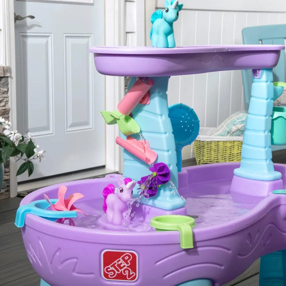 Step2 Rain Showers & Unicorns Water Table Kids Water Play Table with 13-Pc Unicorn Toy Accessory Set, Purple