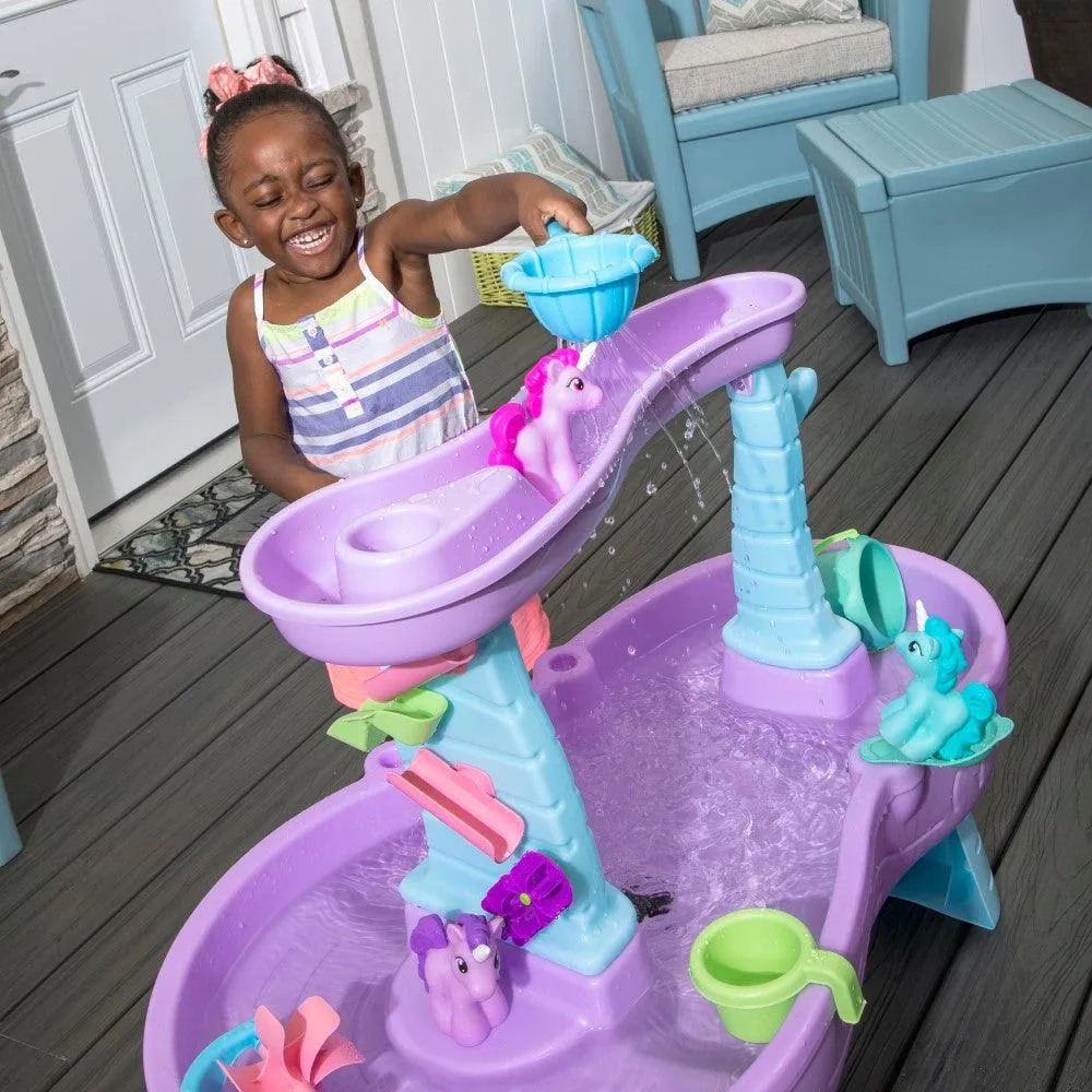 Step2 Rain Showers & Unicorns Water Table Kids Water Play Table with 13-Pc Unicorn Toy Accessory Set, Purple