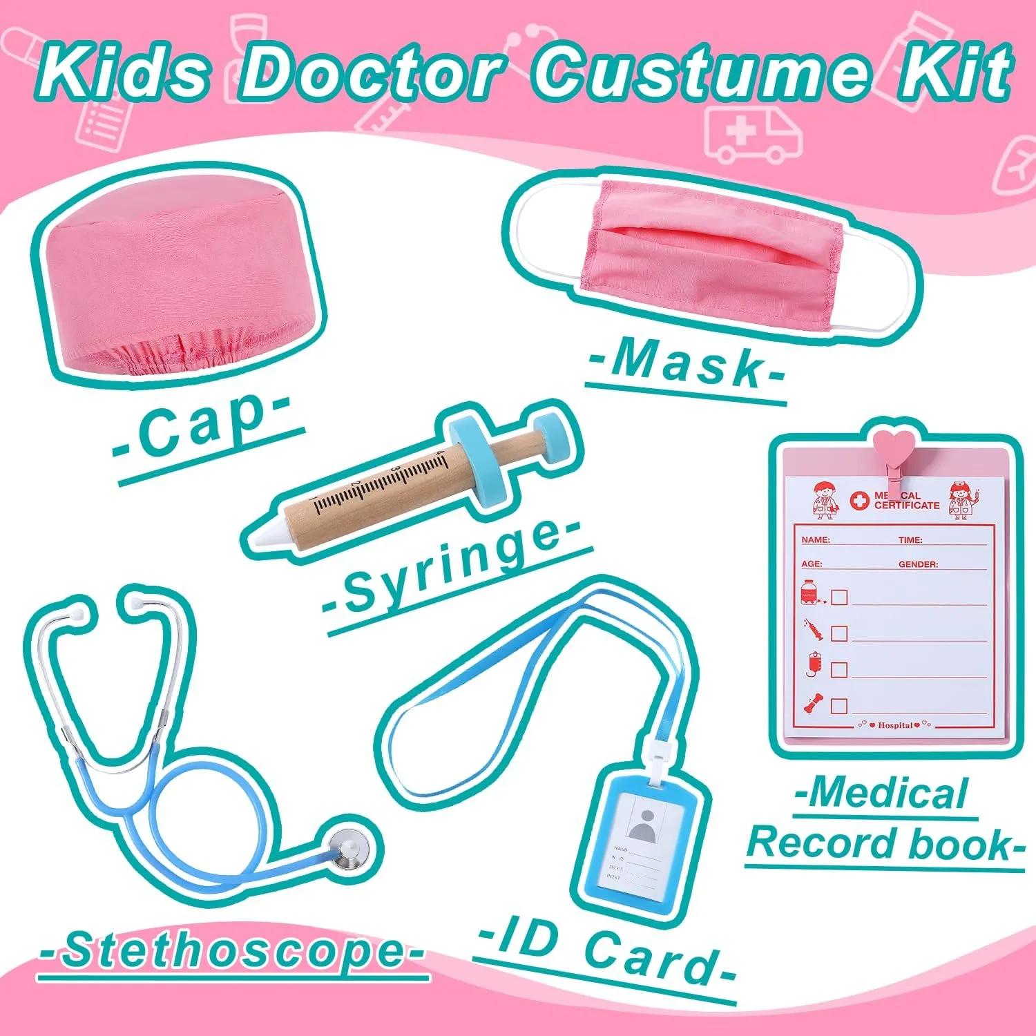 Stethoscope - Doctor Dress Up for Boys & Girls county bulb reasonable Kids Scrubs Pretend Play Kit with Lab Coat and 
