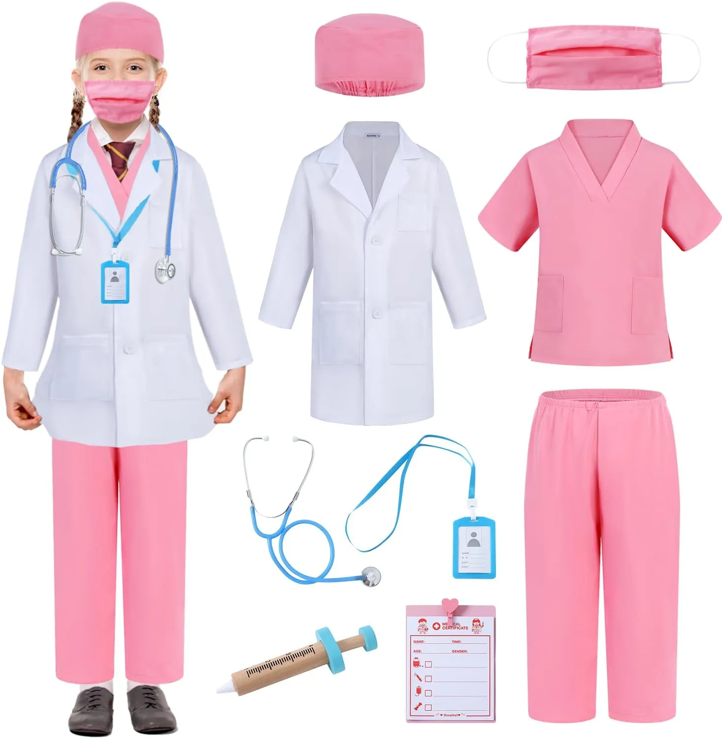 Stethoscope - Doctor Dress Up for Boys & Girls county bulb reasonable Kids Scrubs Pretend Play Kit with Lab Coat and 
