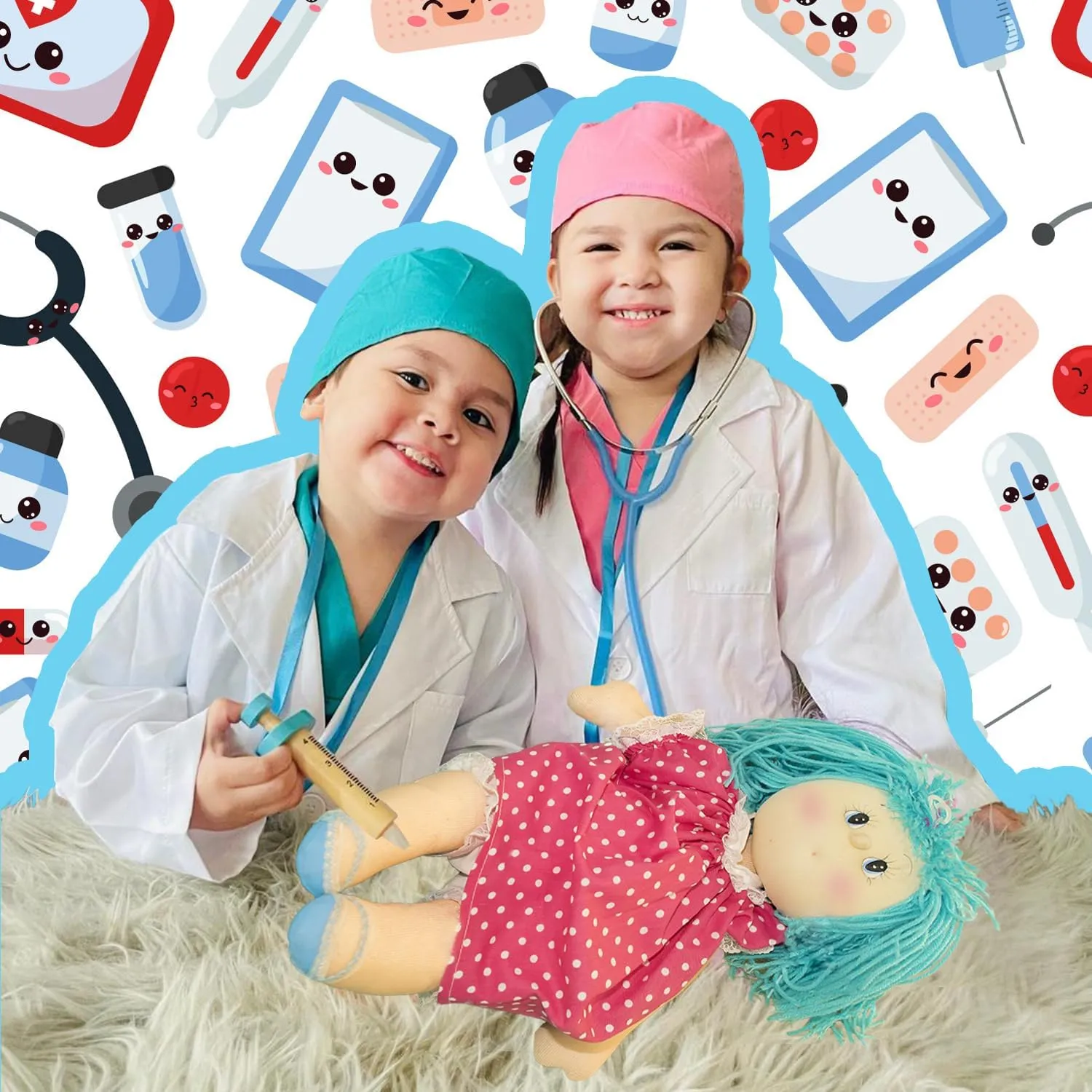 Stethoscope - Doctor Dress Up for Boys & Girls county bulb reasonable Kids Scrubs Pretend Play Kit with Lab Coat and 