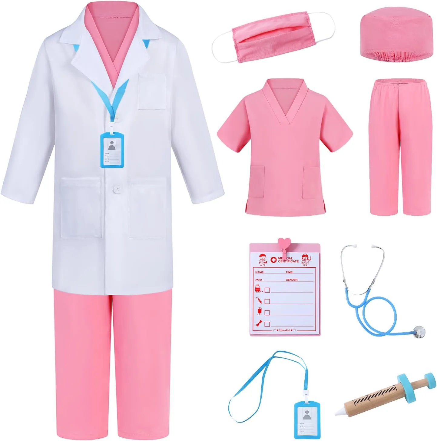 Stethoscope - Doctor Dress Up for Boys & Girls county bulb reasonable Kids Scrubs Pretend Play Kit with Lab Coat and 