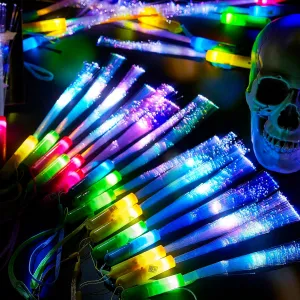 Sticks Glow Flashing Optic Party Favors, Colorful, Battery Operated for Wedding Neon Party New Year(Vivid Colors) Lewtemi 48 Pieces Glow Fiber Wands Sticks LED Light up Fiber Optic Wands LED electroencephalogram sponge Flashing 