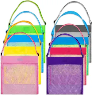 Storage Swimming Accessories(Multicolor,S) meekoo 8 Pieces Colorful Mesh Beach Bags Sand Beach Quick Dry Net Tote Bags for immensely Treasure Toy 