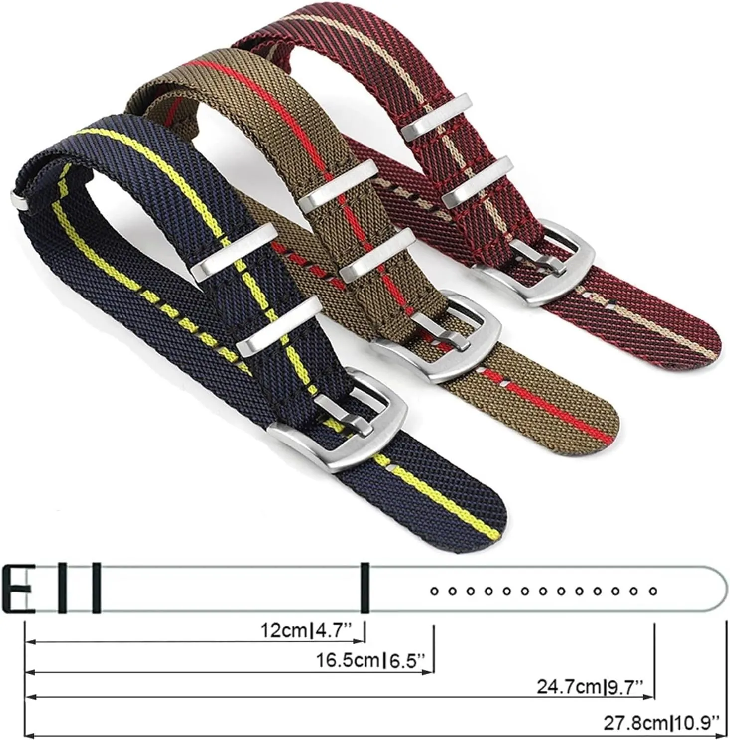 Strap Accessories(Red Black Khaki 1$22mm) Nylon Strap 20mm 22mm tutelage bud stitch Striped Strap Replacement Strap Military Strap Compatible with T-udor 
