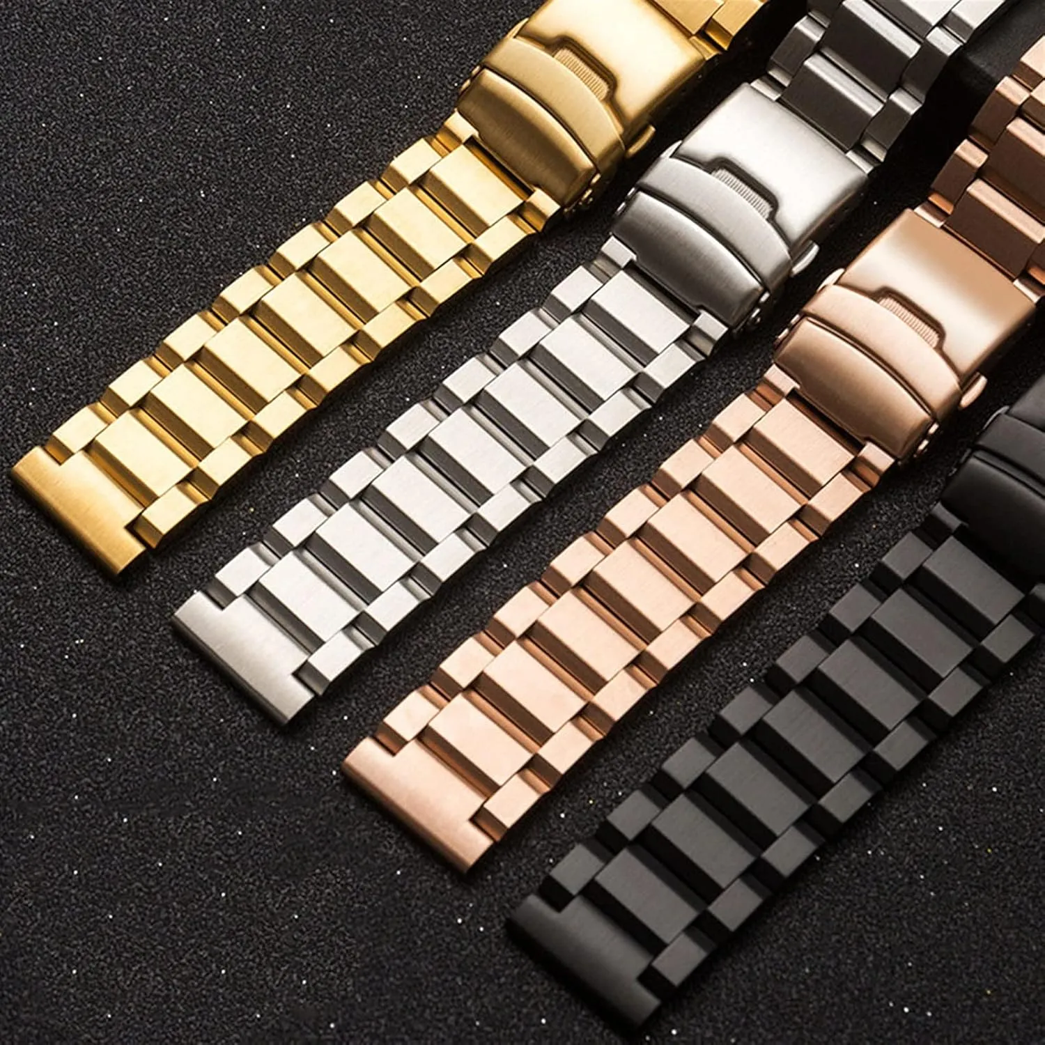 Strap and Polished Surface Watch Strap referent 20mm/22mm/24mm Stainless Steel Butterfly Button 304, Quick Release 
