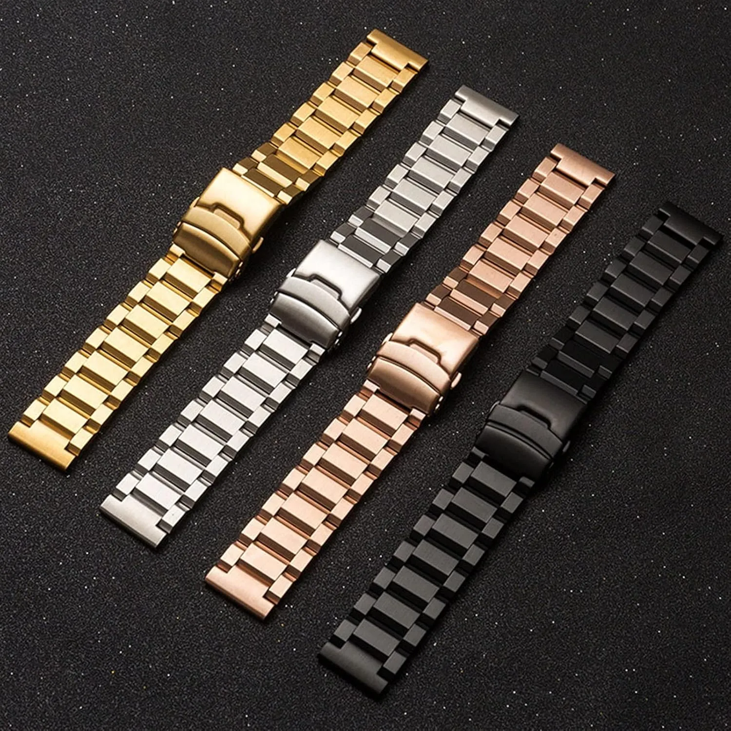 Strap and Polished Surface Watch Strap referent 20mm/22mm/24mm Stainless Steel Butterfly Button 304, Quick Release 