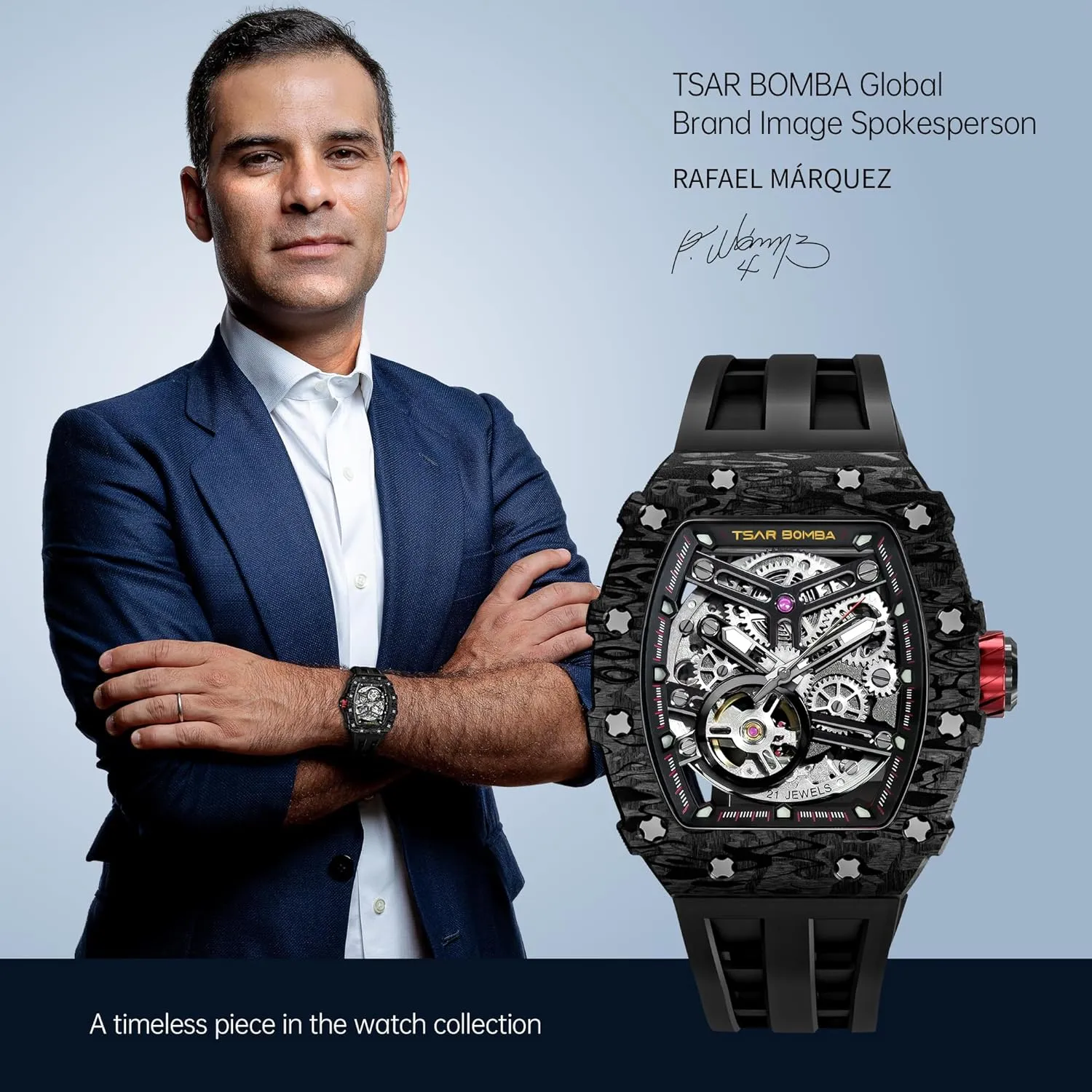 Strap Band Men's Automatic Watch Tonneau Luxury Skeleton Watches etch set incinerate wavy reign for Men Mechanical 50M Waterproof Analogue Watches Mens Unique Cool Square Big Face Dial Wristwatch with Silicone 