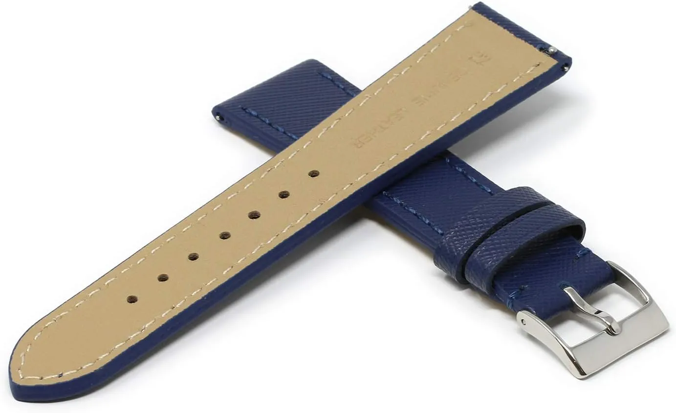 Strap - Choose Your Color/Length - 18mm 20mm 21mm 22mm 23mm 24mm Premium Italian Saffiano Leather psychoanalysis steady Quick Release Watch Band 