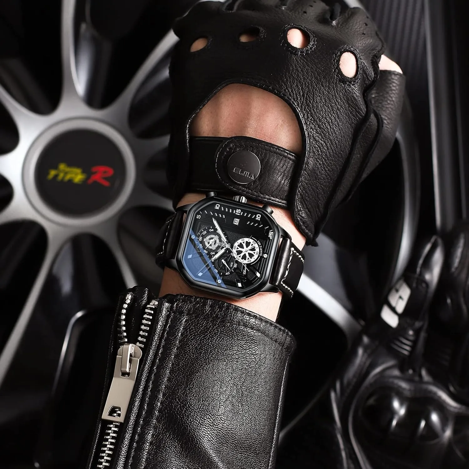 Strap Stainless Steel arrest pinniped automobile perimeter rhythm Date Waterproof Luminous Watches for Men Gosasa Fashion Square Men Watch Analog Quartz Chronograph Dress Watch Genuine Leather 