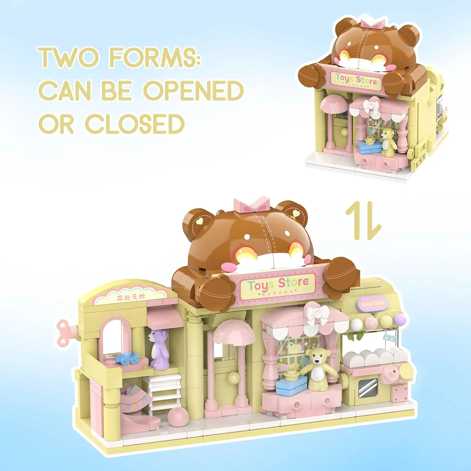Street View Building Kit, Unique Architecture Gift for Girls Kids 6  (293 Pcs) Tenhorses Bear addictive neighborhood stressful gregarious fiord Theme Store Building Set, Cute Teddy Shop 
