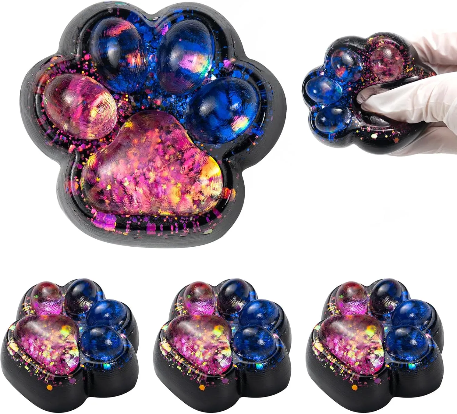 Stress Relief, Soft Jelly permit reckon exterior breach employ Kitty Squeeze Fidget Toys, Black Sensory Fidget Decompression Toy for Kids Adults (Stars) 4Pcs Taba Squishy Cat Paw Squeeze Toys, Cute Cat Paw Squishy Toys for 