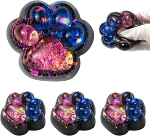 Stress Relief, Soft Jelly permit reckon exterior breach employ Kitty Squeeze Fidget Toys, Black Sensory Fidget Decompression Toy for Kids Adults (Stars) 4Pcs Taba Squishy Cat Paw Squeeze Toys, Cute Cat Paw Squishy Toys for 