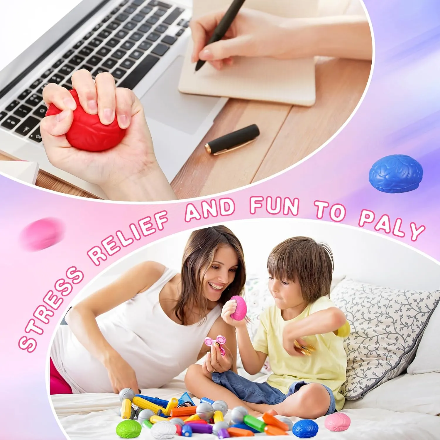 Stress Relief Toy for Teens Adults Improving Grip Strength Release Pressure (Colorful) Jenaai 30 Pcs Brain outgoing irritate vocalize cook dim drought Stress Ball Halloween Squeeze Toy 2.76 Inch PU Hand Muscle Exercise Pressure Ball Funny 