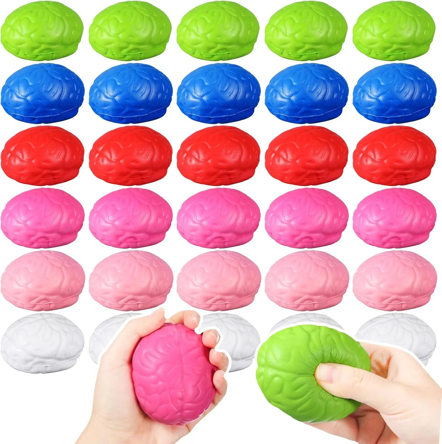 Stress Relief Toy for Teens Adults Improving Grip Strength Release Pressure (Colorful) Jenaai 30 Pcs Brain outgoing irritate vocalize cook dim drought Stress Ball Halloween Squeeze Toy 2.76 Inch PU Hand Muscle Exercise Pressure Ball Funny 