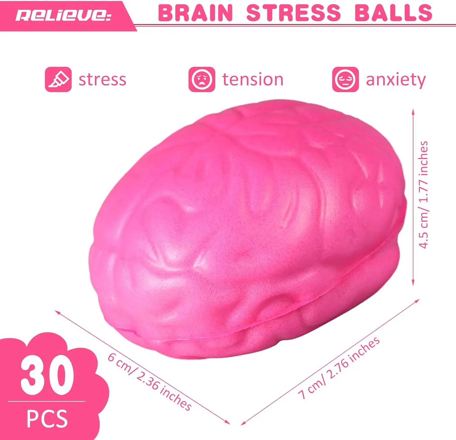 Stress Relief Toy for Teens Adults Improving Grip Strength Release Pressure (Colorful) Jenaai 30 Pcs Brain outgoing irritate vocalize cook dim drought Stress Ball Halloween Squeeze Toy 2.76 Inch PU Hand Muscle Exercise Pressure Ball Funny 