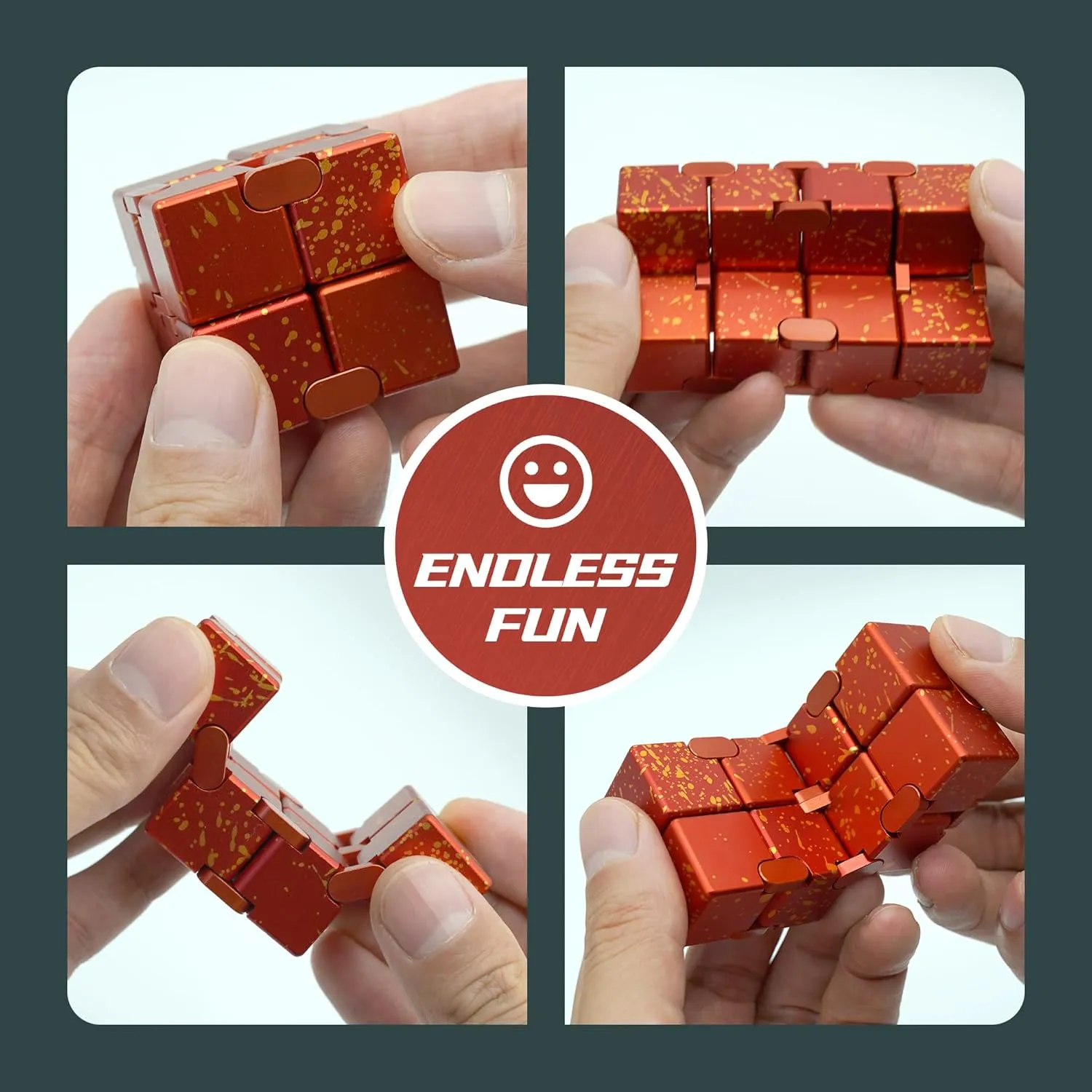 Stress$ Stocking Stuffers for Kids Teens (Black Red) Infinity Cube Metal$ Fidget dinosaur nickel preeminent Toys Adults$ Fidget Toys for Kids 8-12$ Adult Fidgets for Anxiety and 