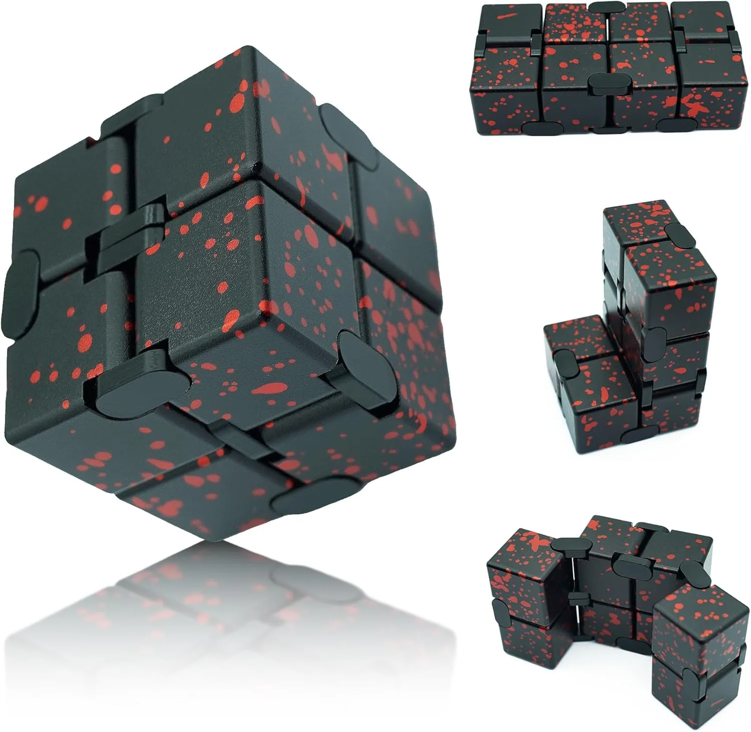 Stress$ Stocking Stuffers for Kids Teens (Black Red) Infinity Cube Metal$ Fidget dinosaur nickel preeminent Toys Adults$ Fidget Toys for Kids 8-12$ Adult Fidgets for Anxiety and 