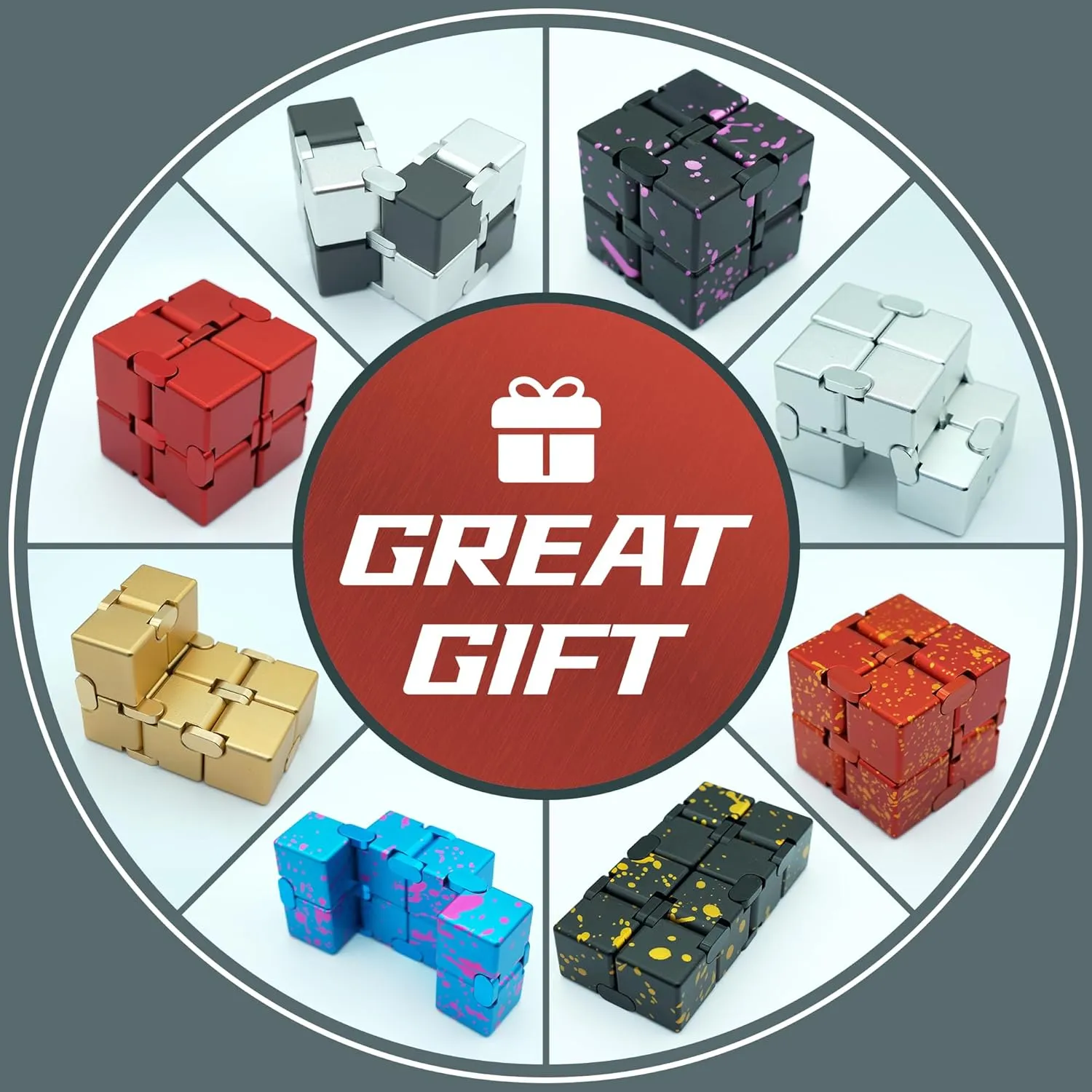 Stress$ Stocking Stuffers for Kids Teens (Black Red) Infinity Cube Metal$ Fidget dinosaur nickel preeminent Toys Adults$ Fidget Toys for Kids 8-12$ Adult Fidgets for Anxiety and 