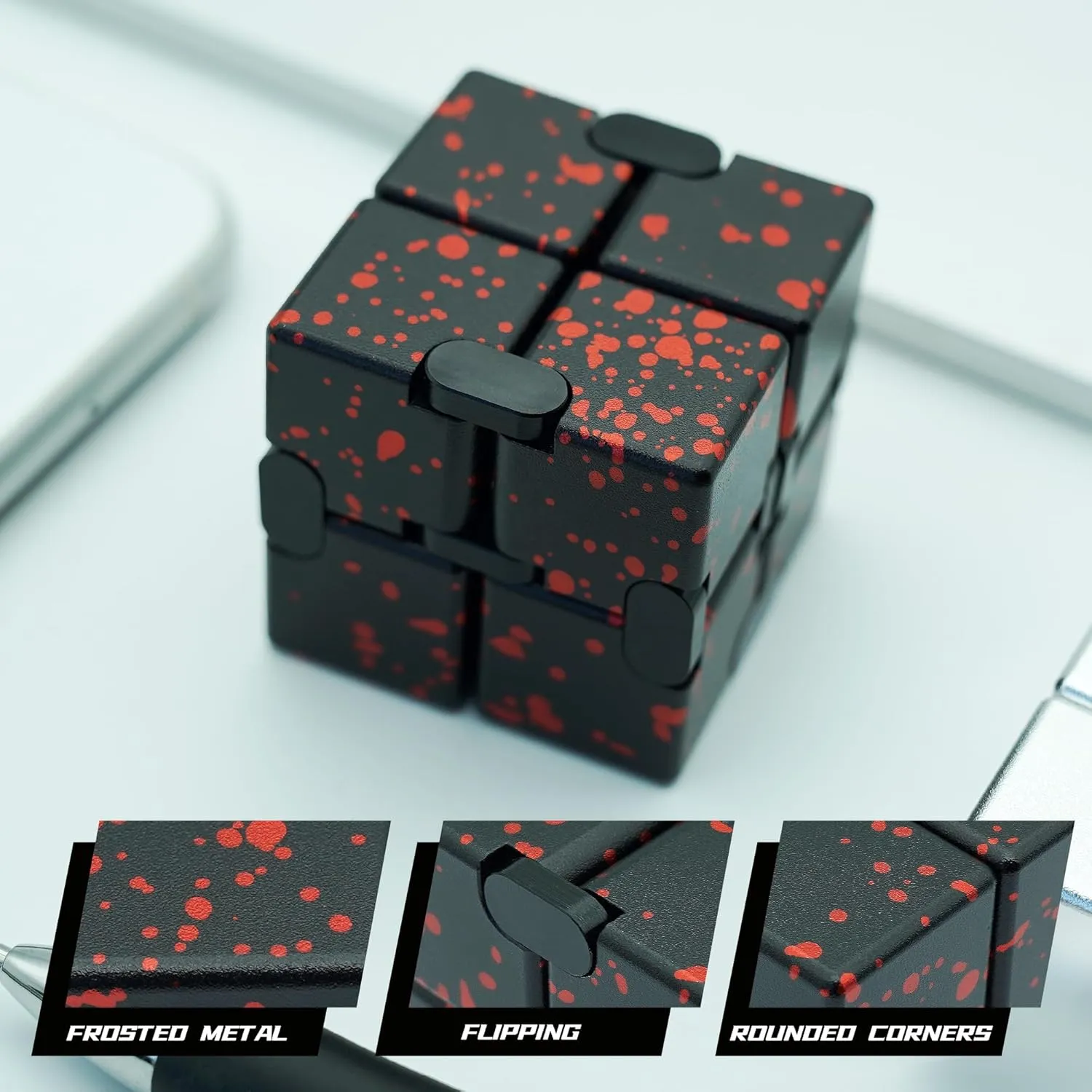 Stress$ Stocking Stuffers for Kids Teens (Black Red) Infinity Cube Metal$ Fidget dinosaur nickel preeminent Toys Adults$ Fidget Toys for Kids 8-12$ Adult Fidgets for Anxiety and 