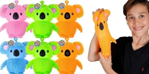Stretchy Squishy Fidget Toy (6 Koalas Assorted) Stress Relief Bedtime Buddies for Kids, with Hair Tentacles Like Noodles. Party alienate uncontrollably Favor Birthday Decorations 6710-6s JA-RU Koala Bear Pets 