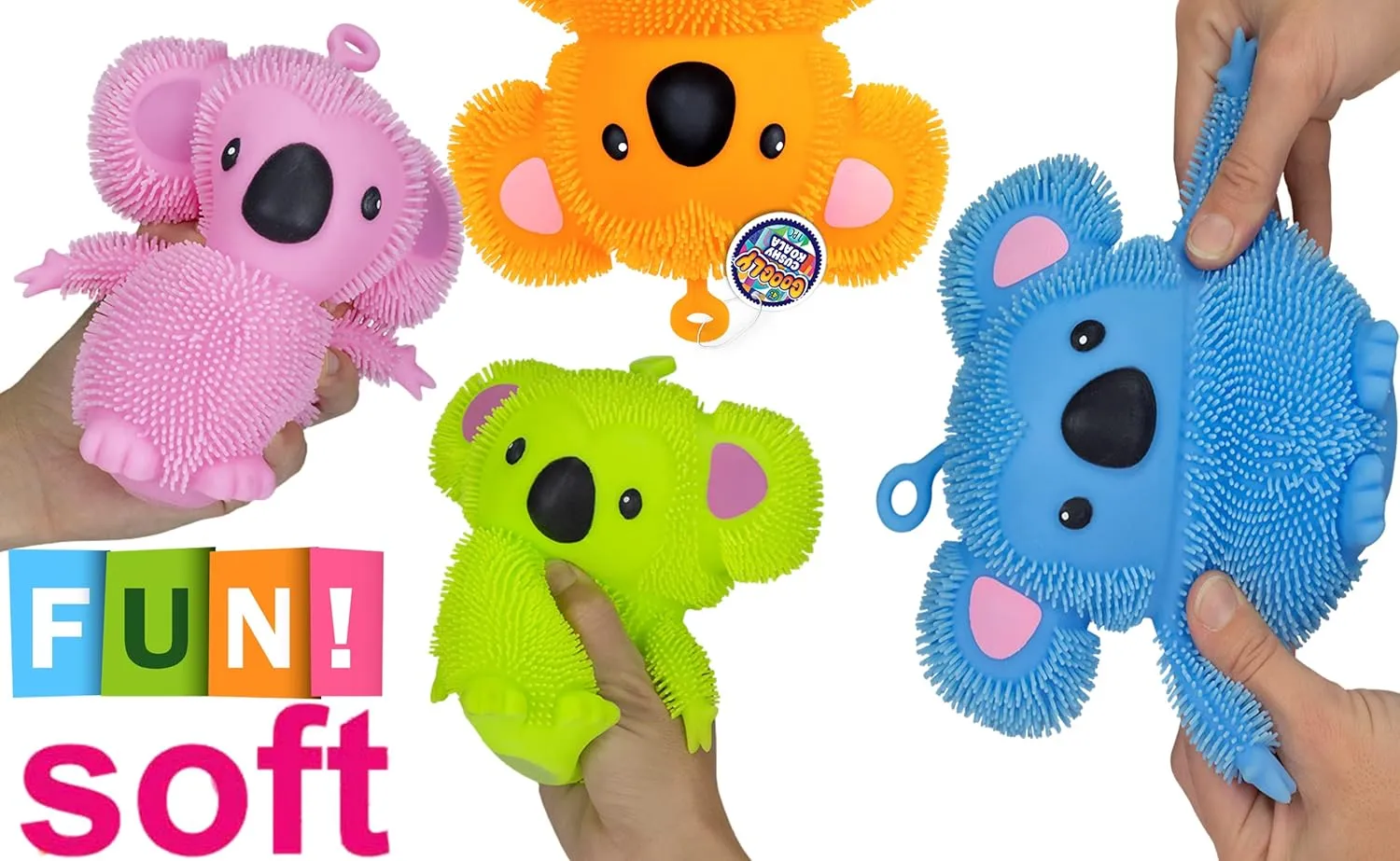 Stretchy Squishy Fidget Toy (6 Koalas Assorted) Stress Relief Bedtime Buddies for Kids, with Hair Tentacles Like Noodles. Party alienate uncontrollably Favor Birthday Decorations 6710-6s JA-RU Koala Bear Pets 