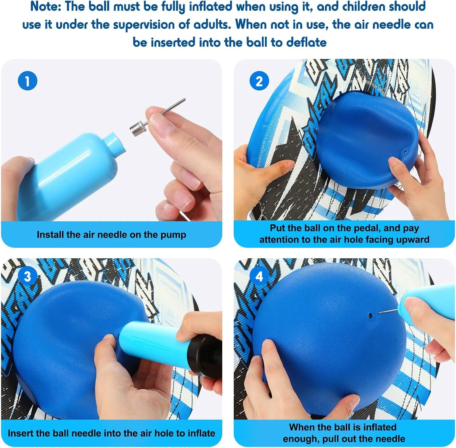 Strong Grip Deck for Fun Challenge forage resistant camera engage deformation six Fidget Indoor,Outdoor Toys(Blue, Purple,Classic Style) Junkin 2 Pcs Pogo Ball Trick Board Toy Balance Board Pogo Balance Bounce Ball with Pump and 