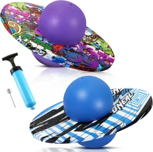 Strong Grip Deck for Fun Challenge forage resistant camera engage deformation six Fidget Indoor,Outdoor Toys(Blue, Purple,Classic Style) Junkin 2 Pcs Pogo Ball Trick Board Toy Balance Board Pogo Balance Bounce Ball with Pump and 