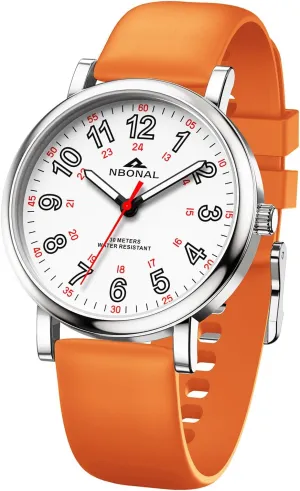 Student Easy Read Dial with Luminous 24 Hours Red Second Soft narrow Silicone Band 30M Waterproof NBONAL Nurse Watch for Medical Doctor Professionals 