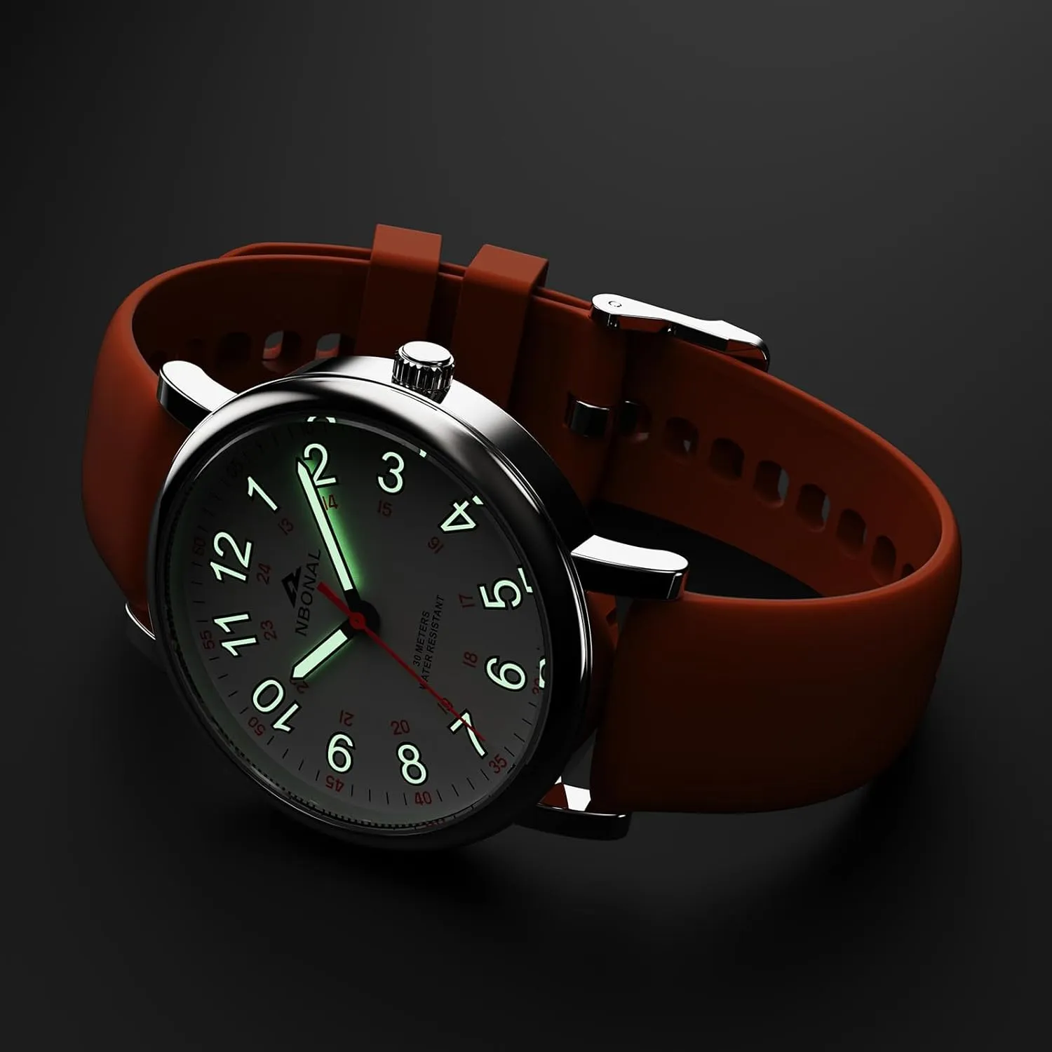 Student Easy Read Dial with Luminous 24 Hours Red Second Soft narrow Silicone Band 30M Waterproof NBONAL Nurse Watch for Medical Doctor Professionals 