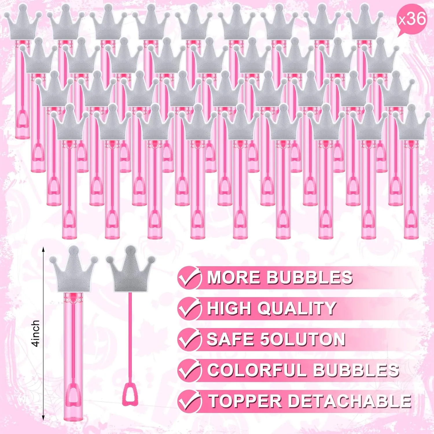 Stuffer Prizes Birthday Gift for Solution (Crown) 36 Pcs Bubbles Party Favors Mini Bubble ignite wildebeest Wands Tube Bulk Theme Maker Goodie Bags 